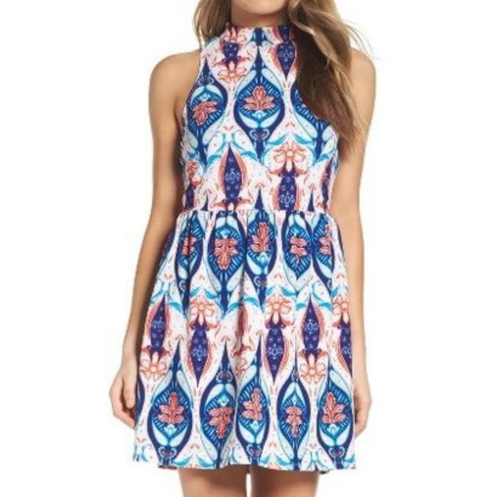 NWT Charles Henry racer back mock neck dress sz L